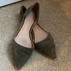 Green suede Madewell flats